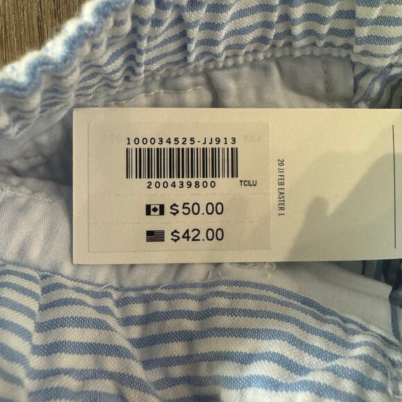 Janie and Jack Drawstring Striped Seersucker Pants in Blue/White - Picture 7 of 7